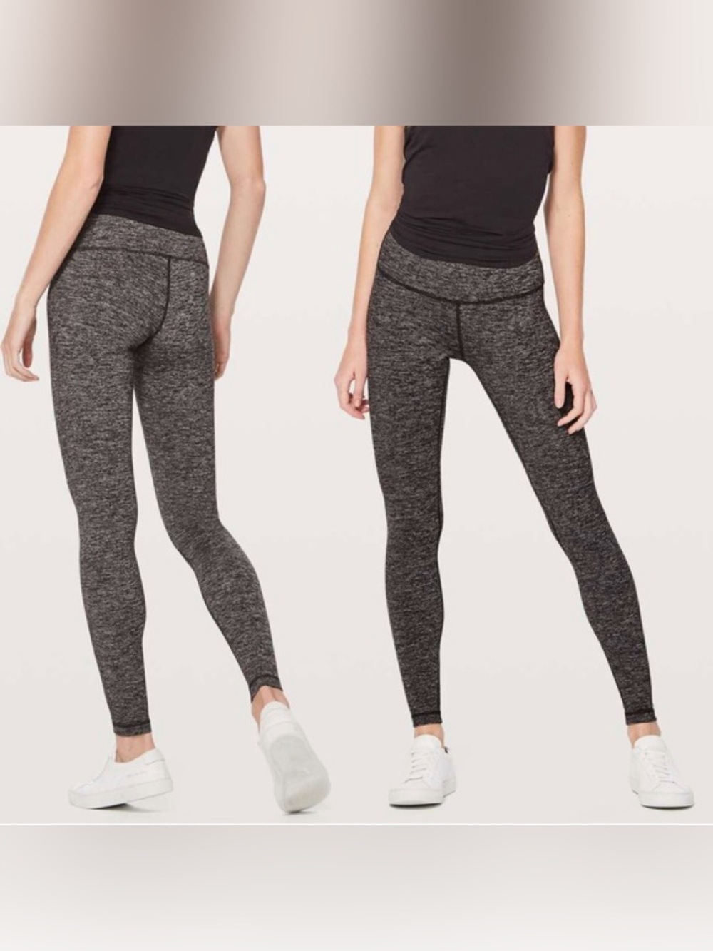 Lululemon Wunder Under Super Hi-Rise Tight textured Heathered Black women sz 4